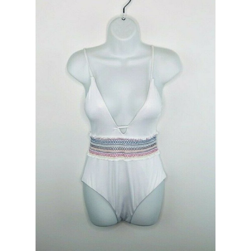 Bar III Smocked Plunging One-Piece Swimsuit